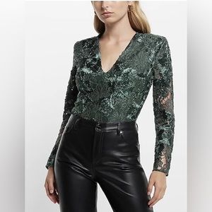 NEW Express Green Lace Bodysuit